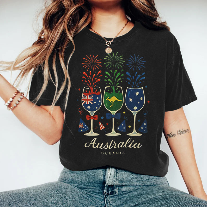 Women's Australia Day Print Short Sleeve Casual T-shirt elevenforest