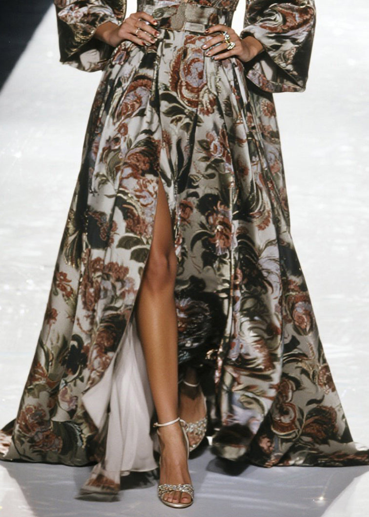 Print Exra Large Hem Chiffon Tunic Dresss Spring
