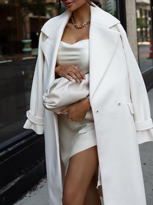 Coats Lapel Mid-length Woolen Coat