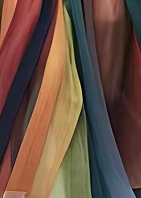 Rainbow High Waist Tie Waist Chiffon Maxi Skirt Summer