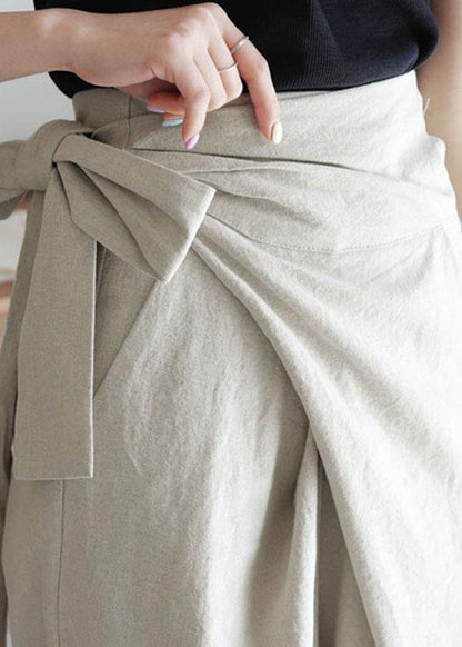 Color Asymmetrical Bandage Design Breathable Wide Leg Pants