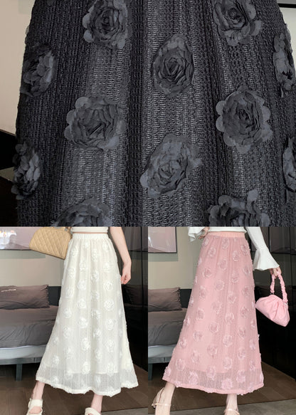 Versatile White Elastic Waist Cotton Skirt Spring