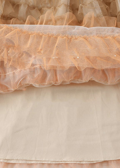 Blue High Waist Patchwork Tulle a Line Skirts Summer