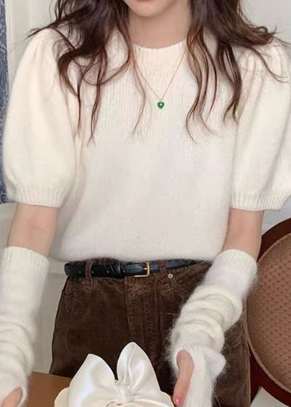 O-neck Short Detachable Sleeve Sweater Bubble Sleeve