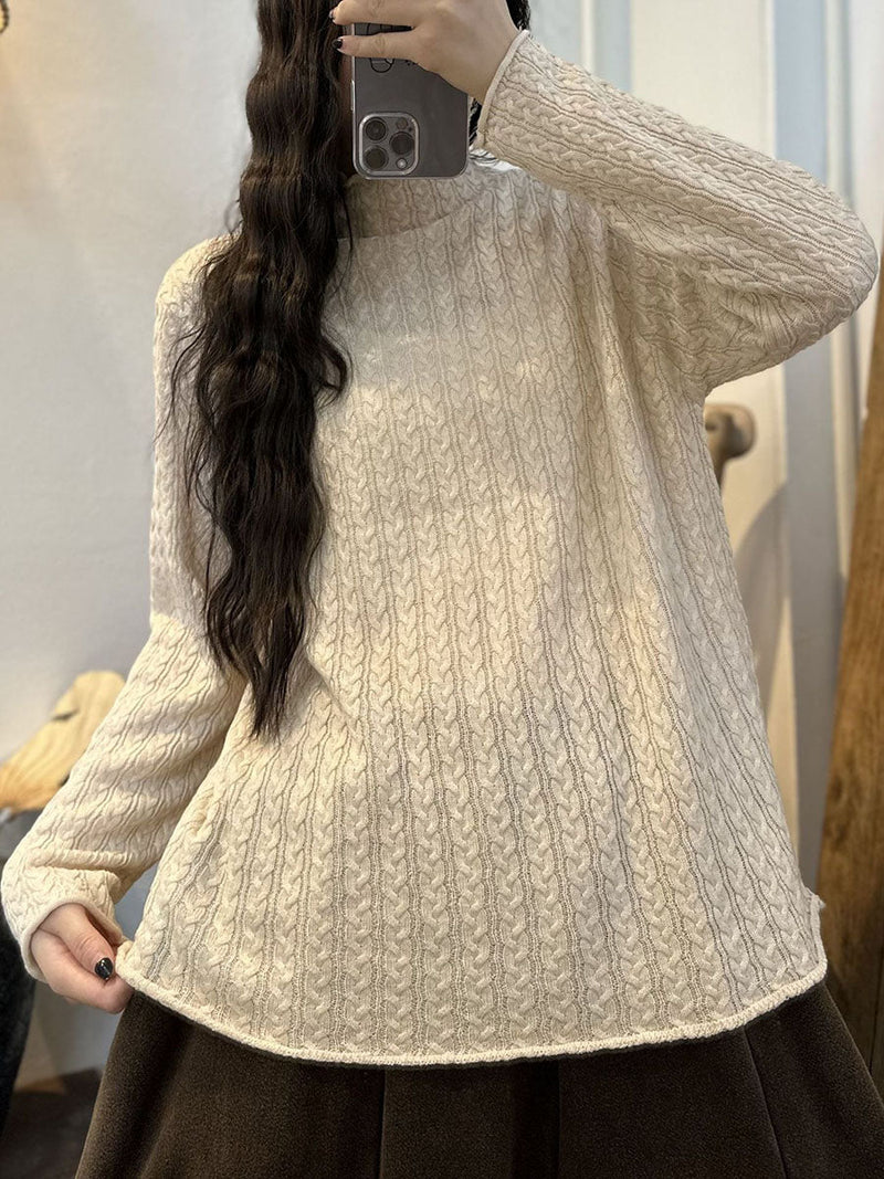 Stripe 3d Knitted Turtleneck Sweater