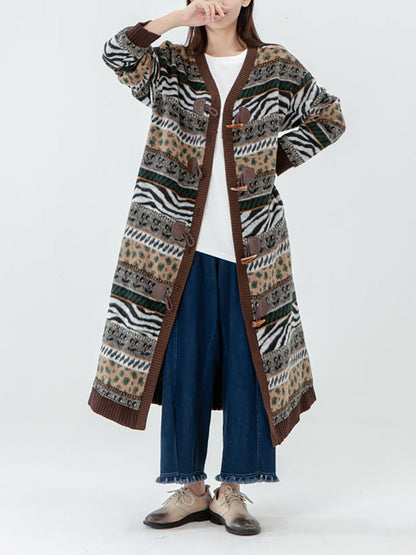 - Pocket Breasted Long Sleeve Sweater Coat