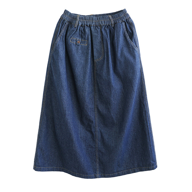 Autumn Retro High Waist Cotton A-line Skirt
