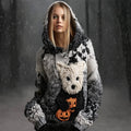 Halloween Cairn Terrier Dog & Pumpkin Art Women's Hooded Sweater elevenforest
