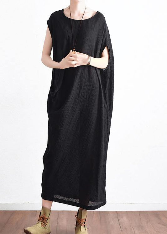 Summer New Cotton Hemp Art Loose Asymmetric Dress