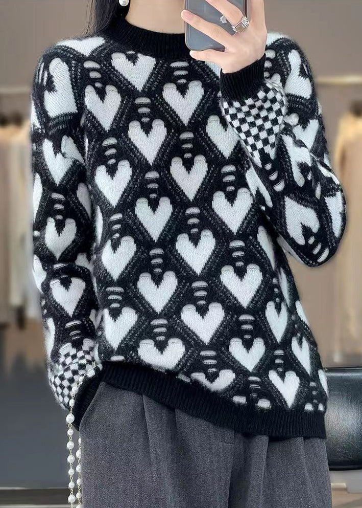 New Black Cozy Cashmere Knit Sweaters Long Sleeve