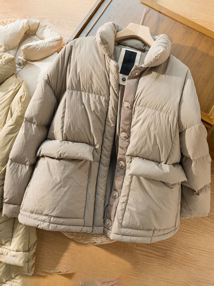 Lightweight Thickened Pockets Loose Down Jacket
