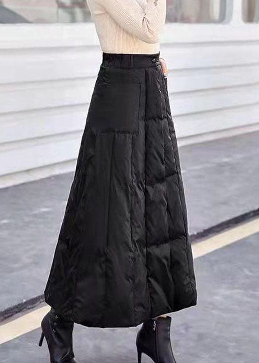 Diy Black Pockets Patchwork Fine Cotton Filled Skirts Winter