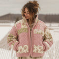 Comstylish Women's Vintage Floral Patchwork Cozy Knit Sweater