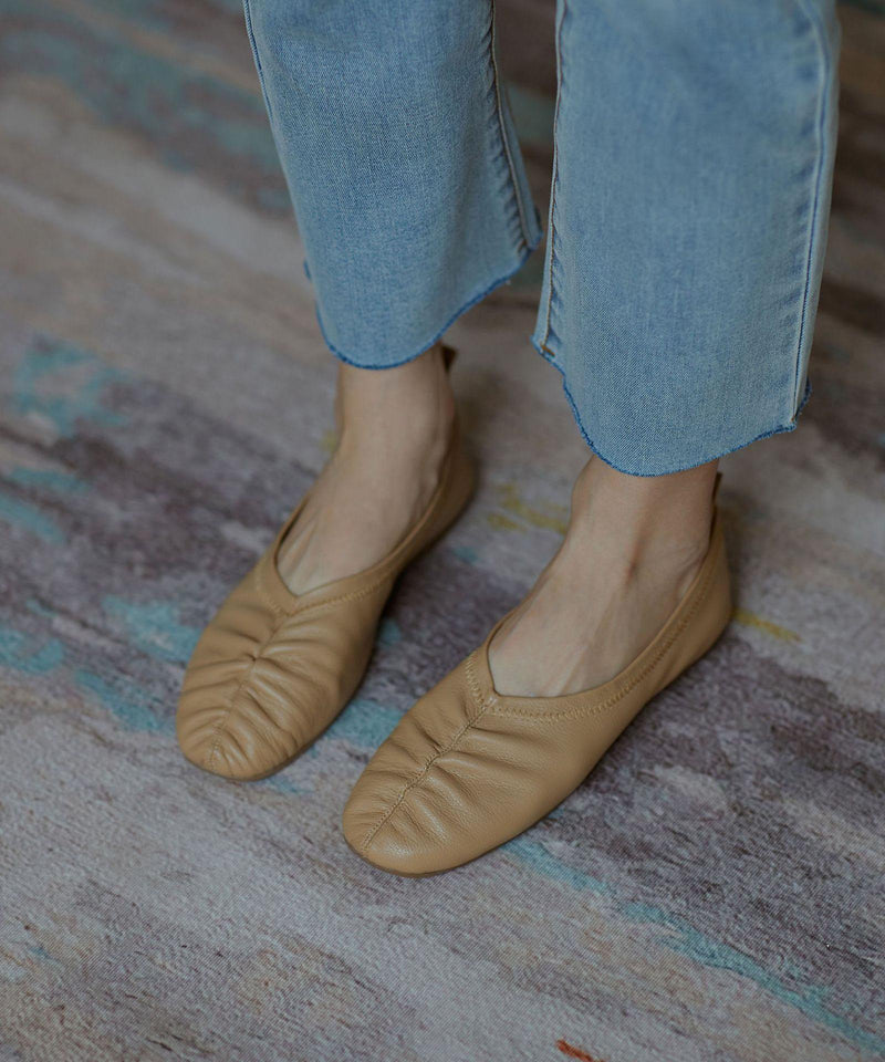 Stylish Khaki Pointed Toe Flats Shoes