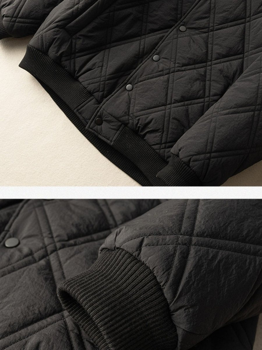 Autumn and Winter Literature Retro Rhombic 100% Polyester Coat