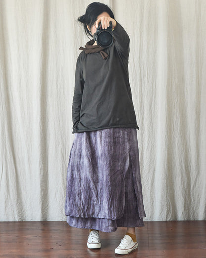 Literary Retro Cotton and Linen Distressed Linen Skirt