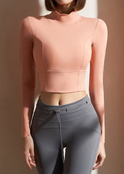 Pink Patchwork Loose Fitting Workout Tops