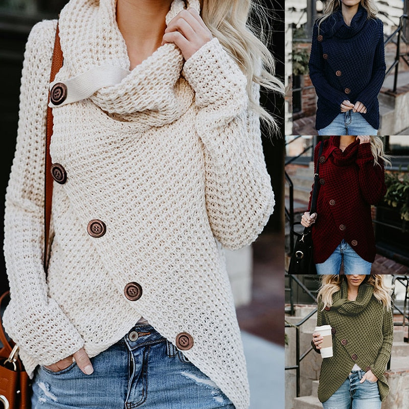 Magaly® | Stylish symmetrical turtleneck sweater for women