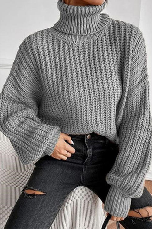 Leave It All Behind Cropped Turtleneck Sweater