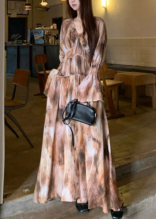 Tie Dye Long Dress and Spaghetti Strap Dress Two Pieces Set Spring