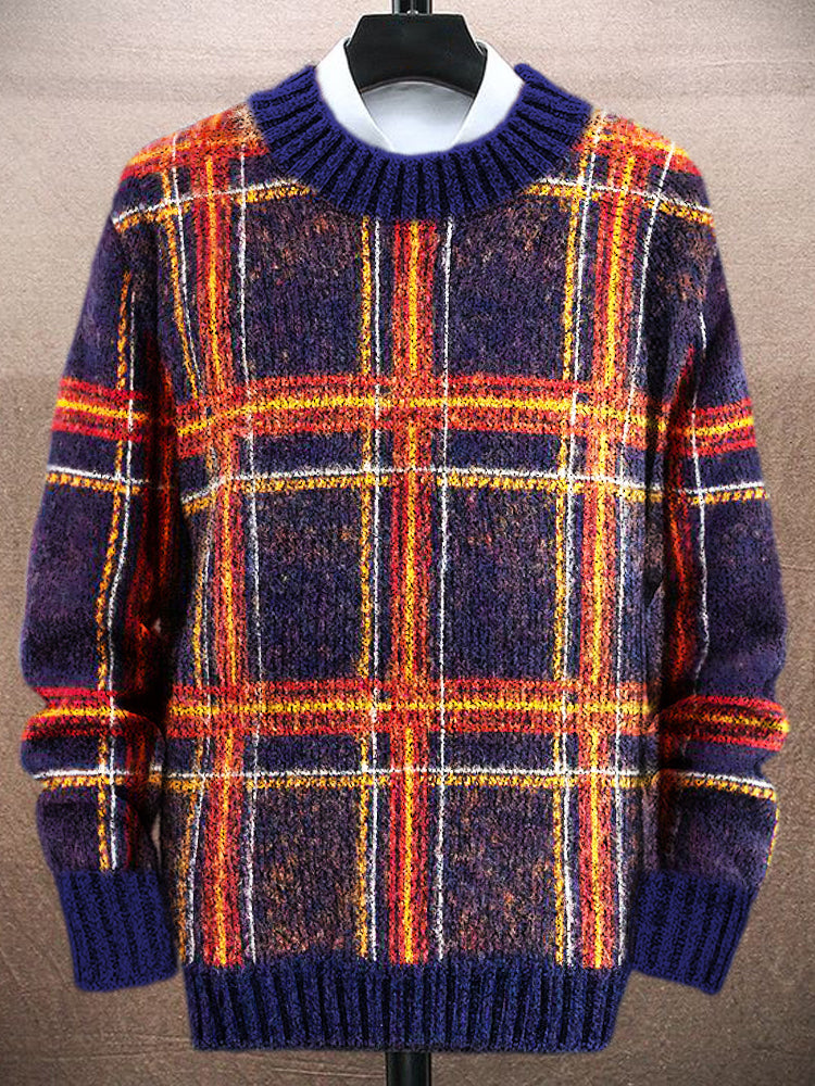 Vintage English Plaid Pattern Men's Knit Sweater artswardrobe