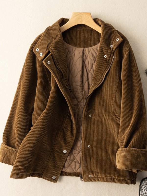 Thickened Corduroy Suit Collar Short Coat