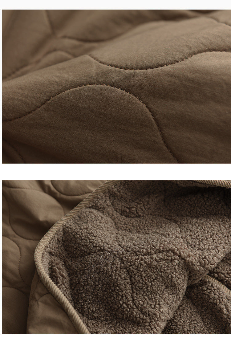 Hooded Thickened Diamond Sherpa Wool Thermal Jacket