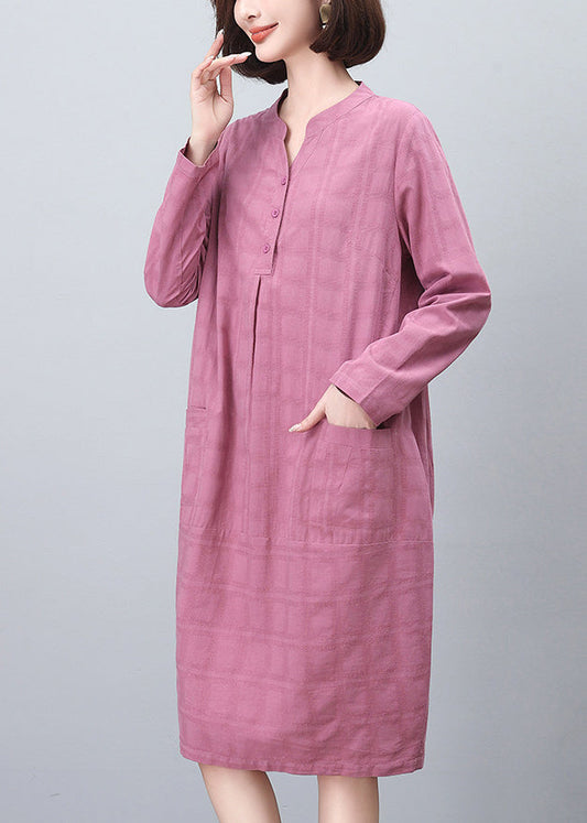 Purple Jacquard Cotton Day Dresses Spring