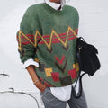 Vintage Contrasting Geometric Wave Pattern Women's Sweater elevenforest