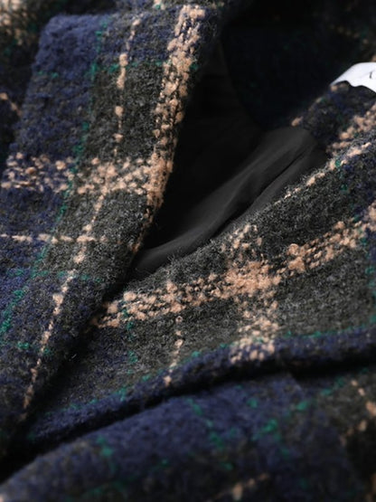 Coats Retro Plaid Woolen Coat