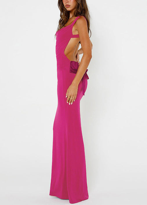 Slim Fit Black Backless Long Dresses Sleeveless