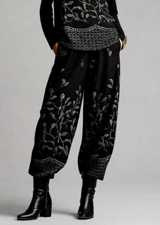 Jacquard Top and Crop Pants Cotton Two Pieces Set Spring
