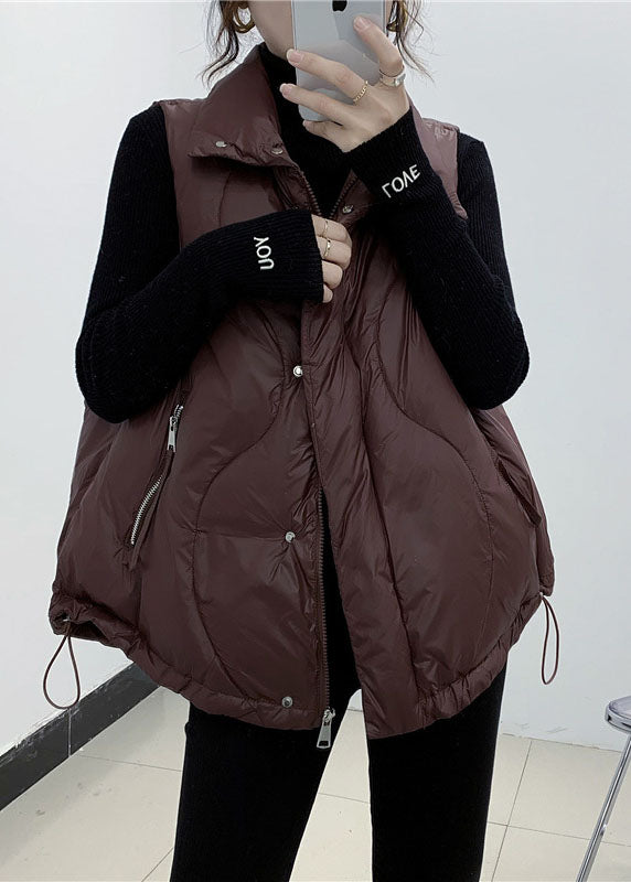 Diy Chocolate Thin Zipper Pocket Winter Down Cotton Vest