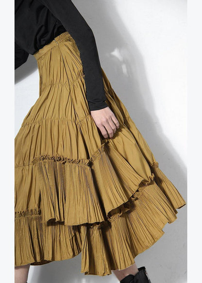 Yellow Cinched Tiered Summer Skirt
