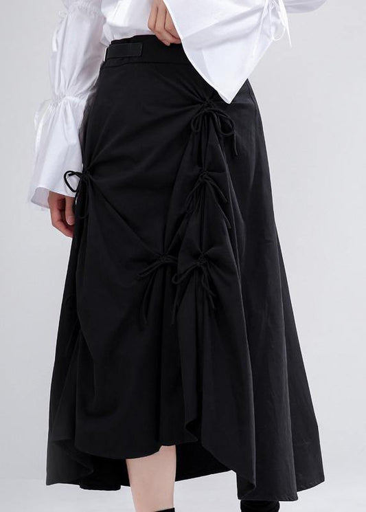 Black Cinched Low High Design Skirts Summer