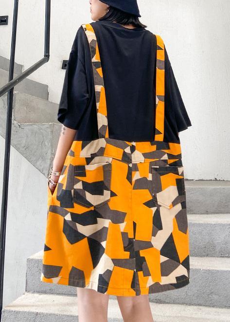 Fake Two-piece Splicing Dress Female Summer Large Size Medium Long A-line Skirt Female Summer