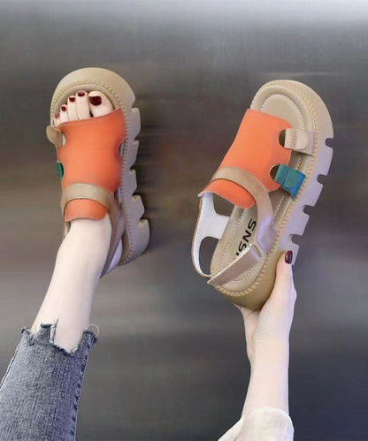 Orange Peep Toe Buckle Strap Splicing Platform Sandals