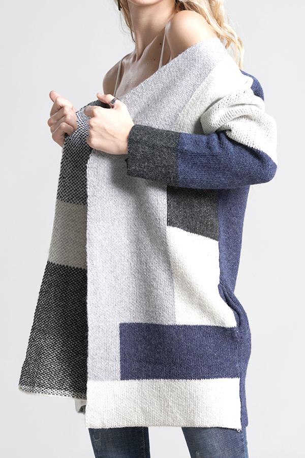 Knit Multi Color Long Sleeve Cardigan