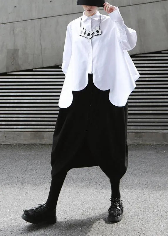 White Cotton Clothes for Asymmetric Hem Summer Shirts