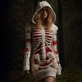 Women's Halloween Anatomy Bandage Rose Sequin Art Cozy Knit Hooded Sweater Dress artswardrobe