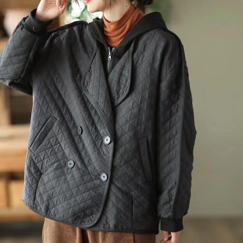 Retro Double Breasted Fake Two Piece Coat