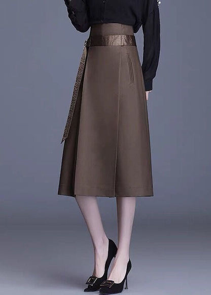 Chocolate Patchwork High Waist Cotton Skirts Spring
