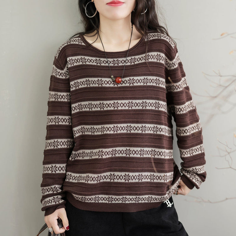 Autumn Stripe Knitted Elastic Sweater