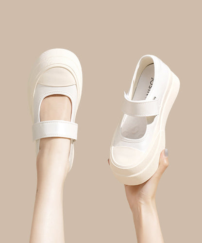 Pink Buckle Strap Splicing Platform Flat Feet Shoes