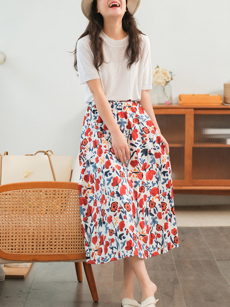 Elastic Waist Cotton Skirt