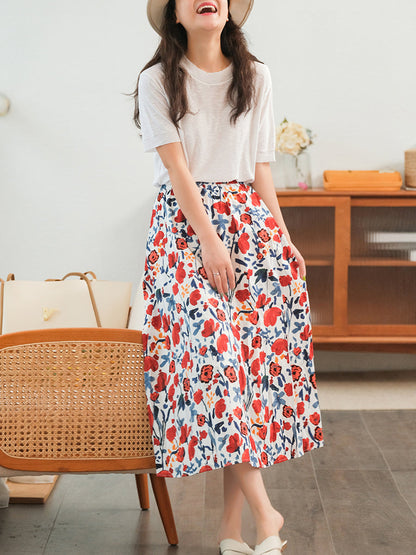 Elastic Waist Cotton Skirt