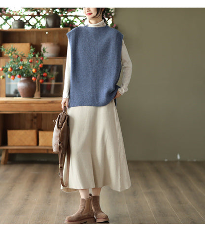 Temperament Loose Sleeveless Pullover Vest Literary Color Vest