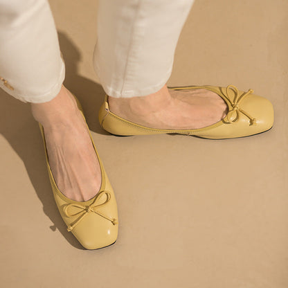Bowknot Retro Leather Summer Flats Shoes