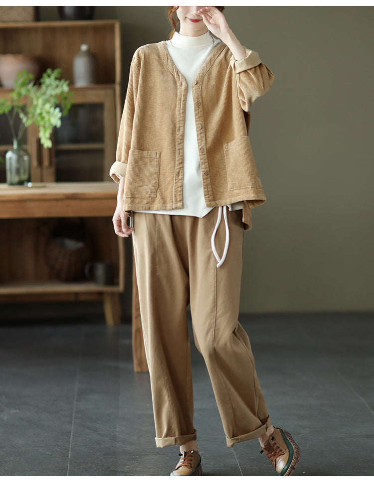 New Style Retro Literary Corduroy Jacket