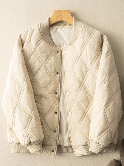 Autumn and Winter Literature Retro Rhombic 100% Polyester Coat